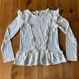 GAP KIDS Size M 8 Girls Ivory Long Sleeve Fluttered Knitted Lace Blouse